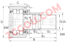 INA��˨�͹��� PWKRE35-2RS, ������������װԲ�����ӣ���ƫ�ĵ�Ȧ�����ഽ�ܷ�