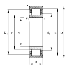 FAG圆柱滚子轴承 NJ2216-E-TVP2, 根据 DIN 5412-1 标准的主要尺寸, 半定位轴承, 可分离, 带保持架