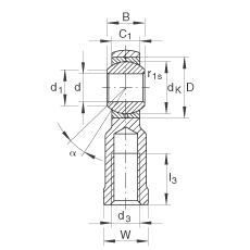 INA杆端轴承 GIKL8-PB, 根据 DIN ISO 12 240-4 标准，带左旋内螺纹，需维护