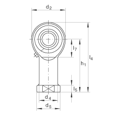 INA杆端轴承 GIKL8-PB, 根据 DIN ISO 12 240-4 标准，带左旋内螺纹，需维护