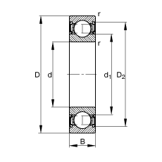 FAG 6002-2RSR,  DIN 625-1 ׼Ҫߴ, ഽܷ