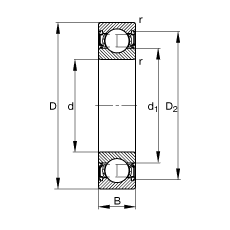 FAG S6203-2RSR,  DIN 625-1 ׼Ҫߴ, ͸ʴഽܷ