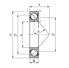 FAGǽӴ 7205-B-JP,  DIN 628-1 ׼Ҫߴ磬Ӵ  = 40