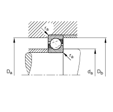 FAG角接触球轴承 7316-B-JP, 根据 DIN 628-1 标准的主要尺寸，接触角 α = 40°