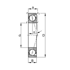 FAG主轴轴承 B7236-C-T-P4S, 调节，成对安装，接触角 α = 15°，限制公差