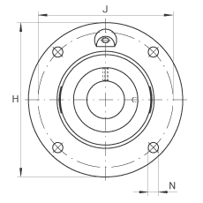 INA轴承座单元 TME20-N, 带四个螺栓孔的法兰的轴承座单元，定心凸出物，铸铁，偏心锁圈，T 型密封