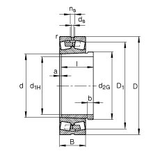 FAG调心滚子轴承 22264-K-MB + AH2264G, 根据 DIN 635-2 标准的主要尺寸, 带锥孔和退卸套